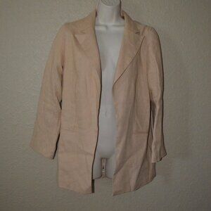 Sz XS Sablyn Tan Linen Lined Open Front Blazer Jacket